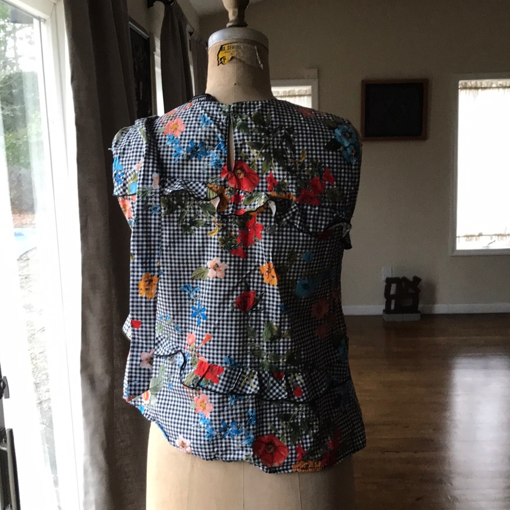 ZARA Sleeveless Checked Top - Picture 5 of 6